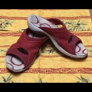 Red suede Merrell sandals size 5